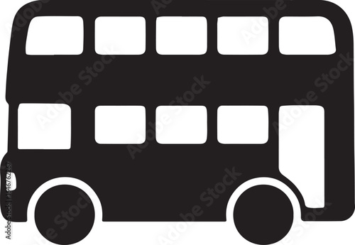 Double-decker bus silhouette icon in simple style, ideal for travel, transport, tourism, and city-related design uses.