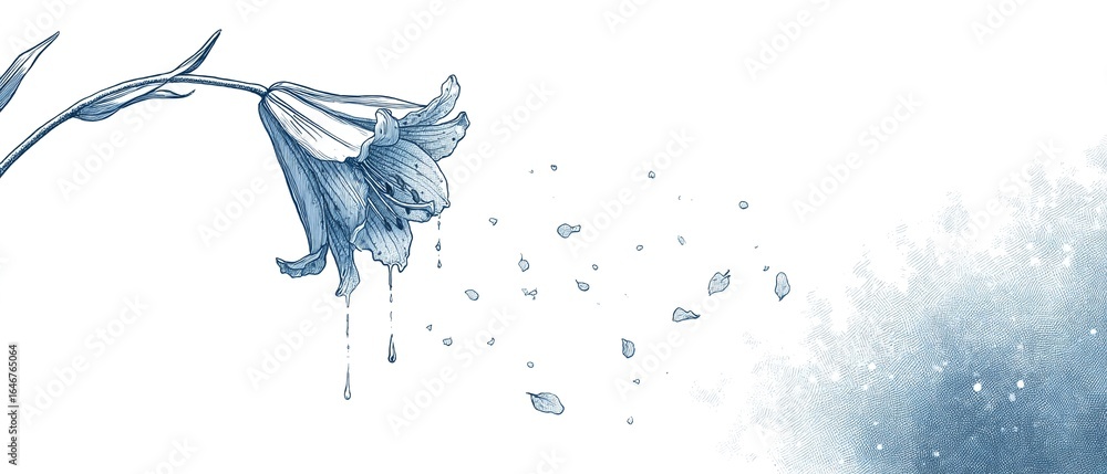 Obraz premium ILLUSTRATION: VERWELKTE LILIE - DARSTELLUNG VON TRAURIGKEIT