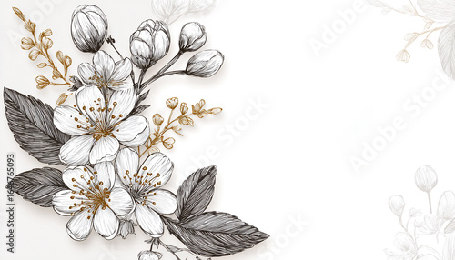 BOCETO FLORAL MINIMALISTA CON ARTE LINEAL DELICADO