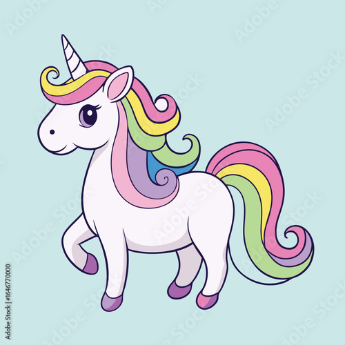 unicorn with pastel rainbow mane  .eps