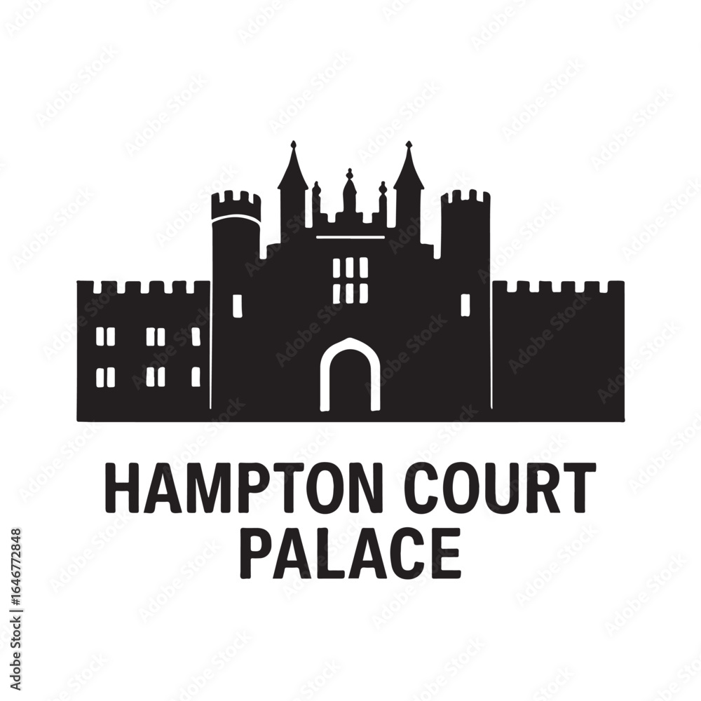 Obraz premium Hampton Court Palace Minimal Silhouette Vector