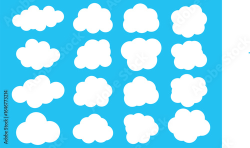 Collection of white cloud illustrations. Vector set of cartoon clouds in flat design Cloud. EPS 10