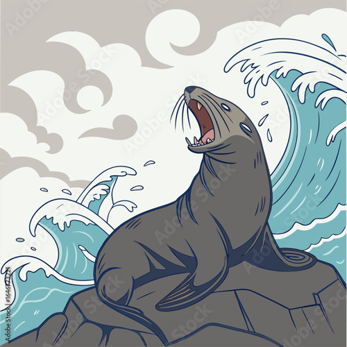 sea lion in the sea