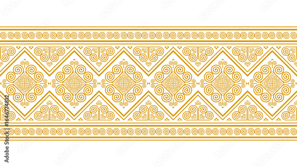 Golden yellow seamless ethnic pattern. Geometric seamless ethnic pattern. Design for background, wallpaper, illustration, fabric, clothing, carpet, textile. Golden yellow seamless ethnic pattern. Geometric seamless ethnic pattern. Design for background, wallpaper, illustration, fabric, clothing, carpet, textile.