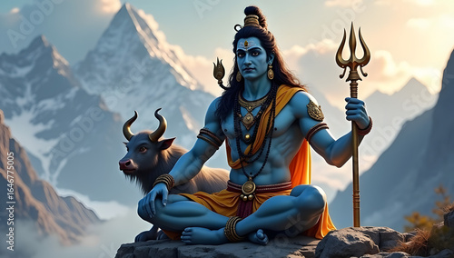 Lord Shiva with Nandi – Cinematic Painting