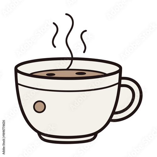 Minimal line art of an espresso cup with rising steam