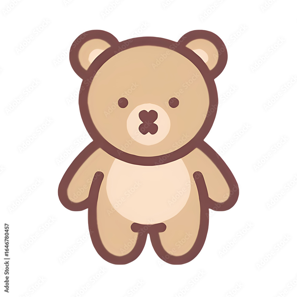 Obraz premium Cute Cartoon Teddy Bear Illustration – Adorable Plush Toy Character Icon