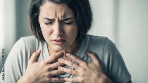 Woman Experiencing Breathing Difficulty, Panic, and Physical Distress