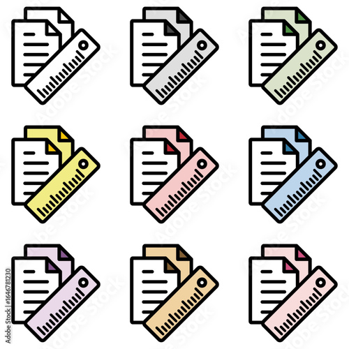 イラストアイコンセット：定規ファイル	
