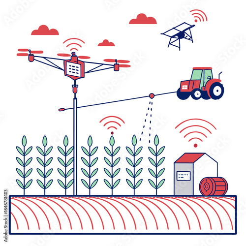 Modern agriculture utilizes drones tractors and smart technology for efficient crop management and precision farming