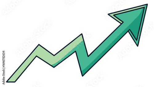 Green arrow pointing up stock market growth chart success business direction financial increase graphic design