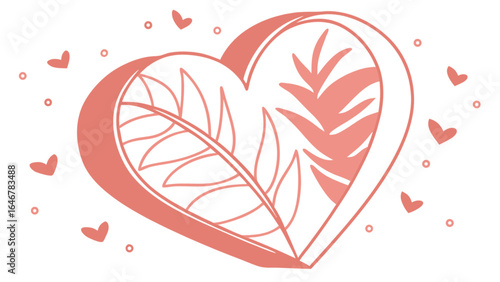 Heart love valentine floral design, romantic valentine's day card, floral heart, valentine's day vector