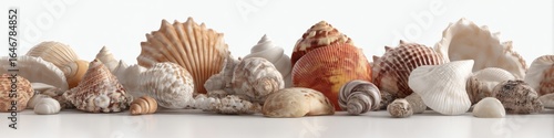 Seashell Collection on White Background