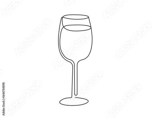 Continuous one line art wine glass vector illustration