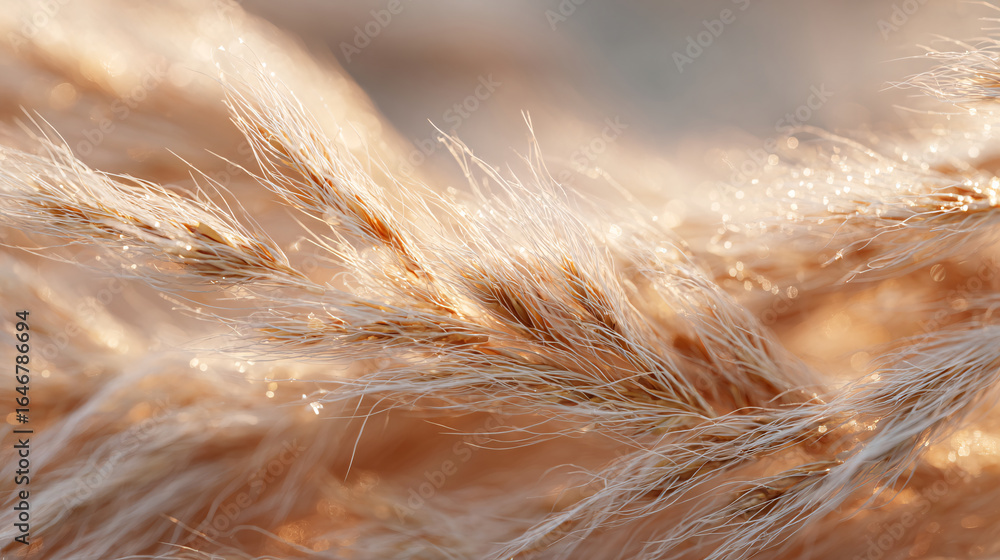 Macro shot of natural wheat straw fibers arranged in a clean minimal composition, soft warm sunlight, earthy color palette eco-friendly detail Macro shot of natural wheat straw fibers arranged in a clean minimal composition, soft warm sunlight, earthy color palette eco-friendly detail