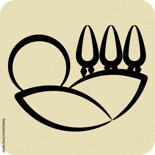 Icon Field. related to Natural Resources symbol. hand drawn style. design editable