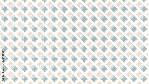 A stylish and modern abstract pattern with a minimal design, showcasing overlapping geometric forms in a sophisticated, muted pastel color scheme in a seamless layout.