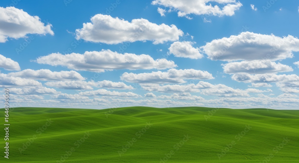 Green Hills and Blue Sky A Serene Landscape Panorama. Green Hills and Blue Sky A Serene Landscape Panorama.