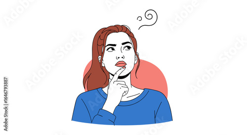 Woman thinking deeply about a complex problem trying to find a solution