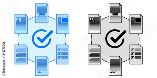 Acceptable document vector for approved files, verified information, and professional reports. Ideal for illustrating successful applications, certified data, and official permissions.