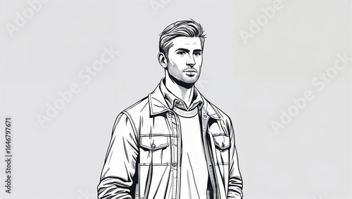 High Resolution Vector Illustration young man in AI Generate