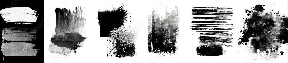 Fototapeta premium Abstract monochrome paint splatters and brushstrokes