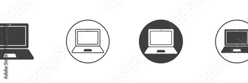 UntitledVector art of laptop computer icons in various styles, representing portable technology for work and communication, isolated on white background modern design with minimalist style and clear s