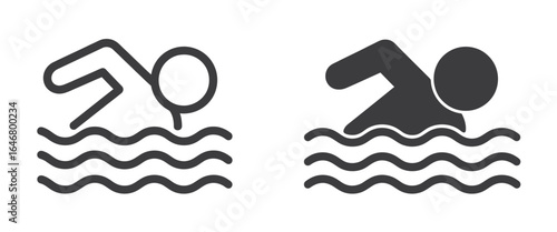 UntitledVector art of illustrations of swimming figures isolated on white background, depicting the sport and recreational activity of swimming in water with stylized waves