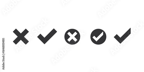 UntitledVector art of selection symbols isolated on white background a detailed view of checkmarks and crosses, representing different types of validation, verification, and decisionmaking processes i