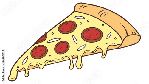 Delicious pepperoni pizza slice cartoon vector illustration for restaurant menu and food blog content