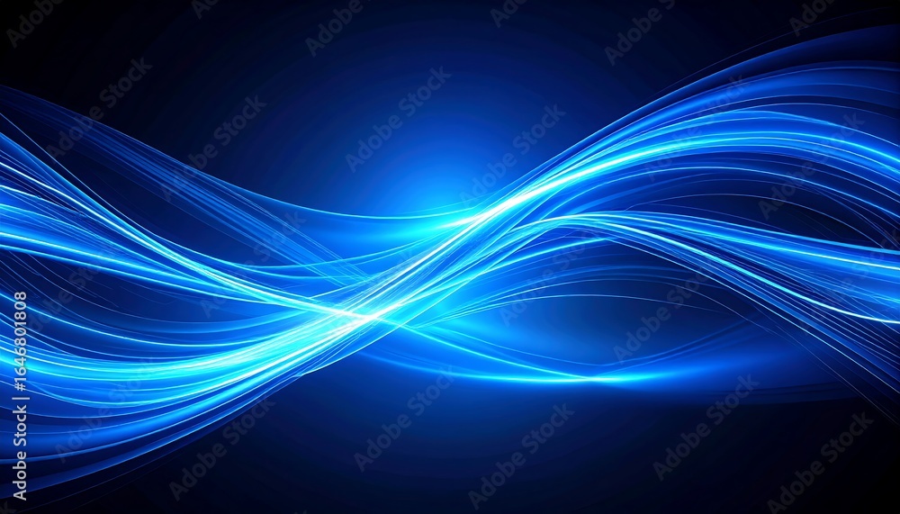 Naklejka premium Abstract blue waves on dark background (2)
