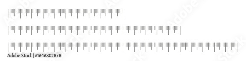 Set of measuring chart with 10cm, 15cm, 20 centimeters. Collection of ruler scale 100mm, 150 mm, 200mm without numbers. Templates of ruler scale. Length measurement height, math, distance, Sewing tool