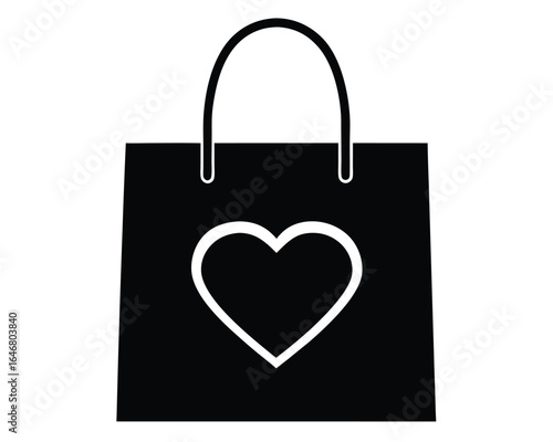 Shopping with Love A Heart-Shaped Icon on a Black Shopping Bag