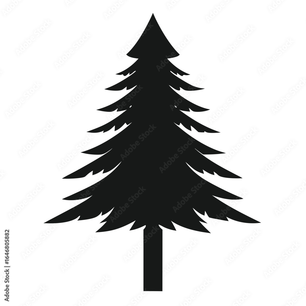 Fototapeta premium Pine Tree Silhouette Vector Illustration