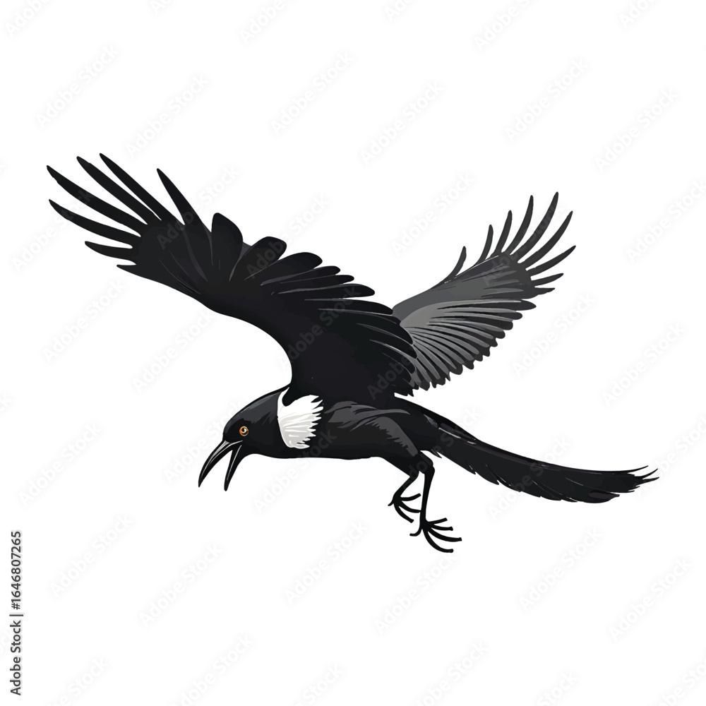 Fototapeta premium A Majestic Magpie Soaring Through the Air