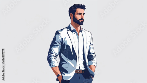 High Resolution Vector Illustration young man in AI Generate