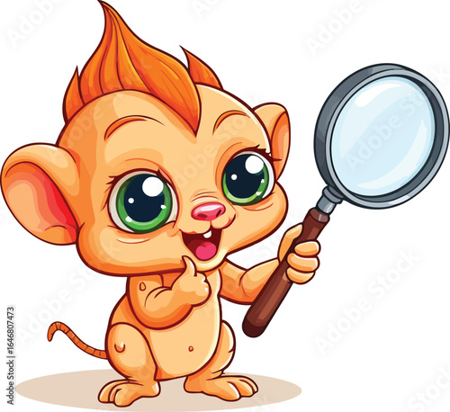 Cute Cartoon Mouse With Magnifying Glass Vector Illustration For Childrens Books Educational Materials And Whimsical Designs