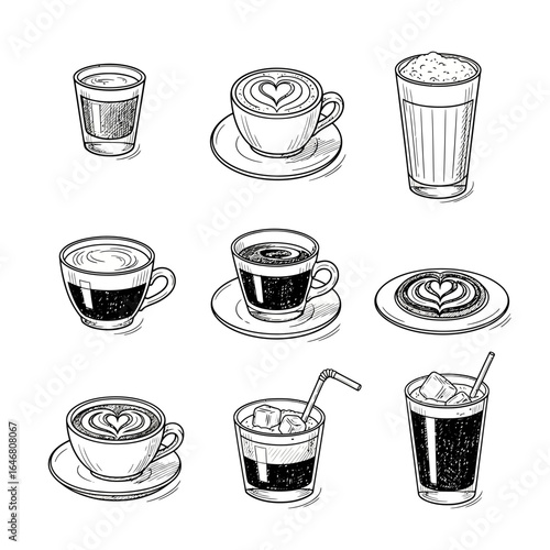 Hand-Drawn Coffee Drinks and Cafe Menu Icons