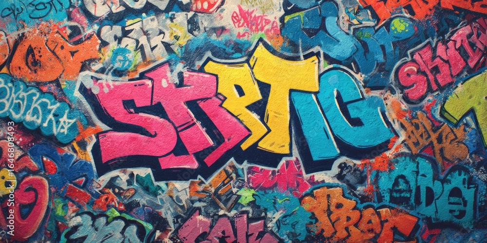 Vibrant graffiti art covers a wall in a multitude of colors