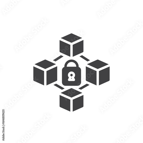 Blockchain security chain solid icon