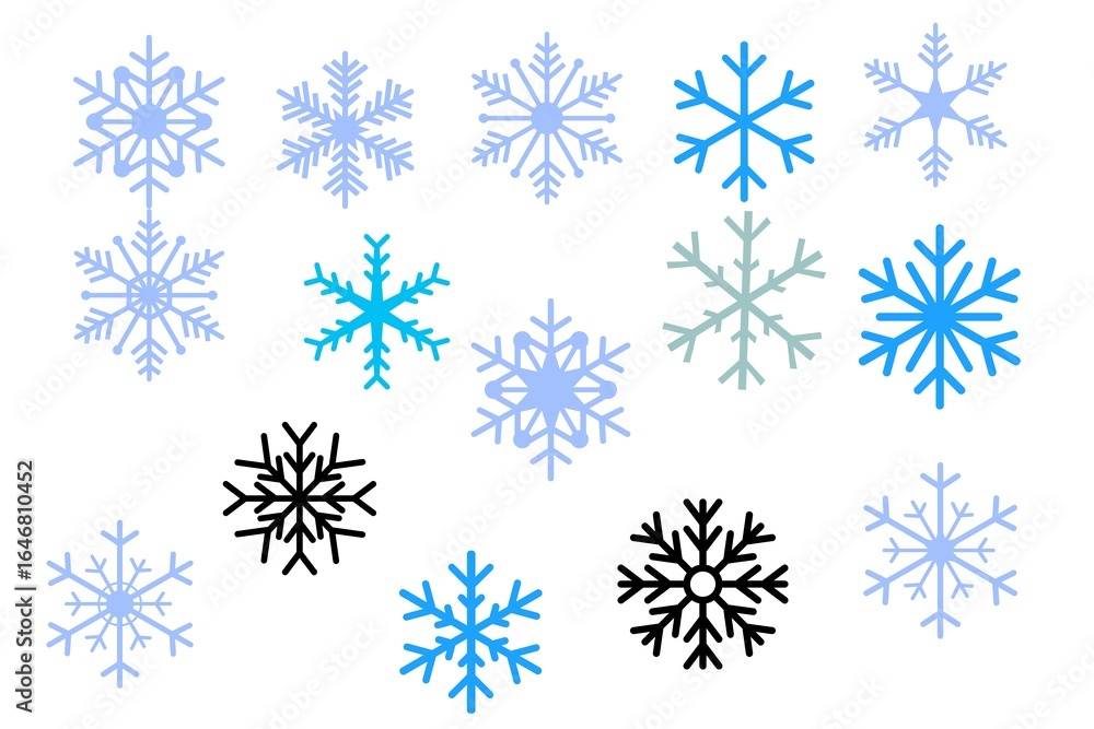 Set of snowflakes icons Set of snowflakes icons