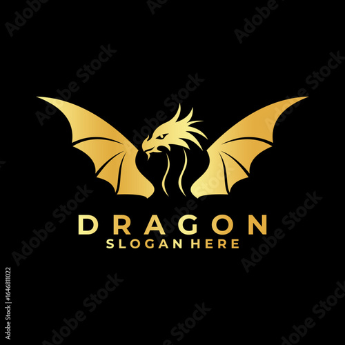 Dragon fly logo design icon vector. Elegant dragon logo design