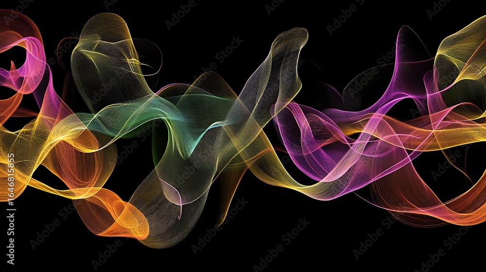 Fototapeta premium Abstract colorful smoke patterns on black background
