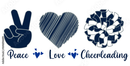 Dallas Peace Love Cheerleading. Vector cheerleading illustration.