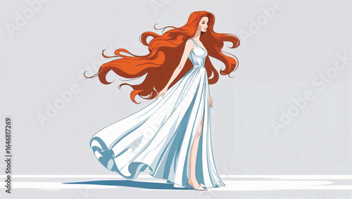 High-resolution vector illustration white background woman. Ai Generate