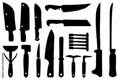 A versatile minimalist line art set of chopping and food prep tools. Ideal for cooking tutorial graphics, recipe blogs, food delivery packaging, and kitchenware catalogs with a functional, modern vibe