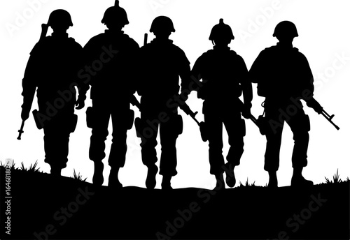 : Military Soldier Silhouette Vector – Tactical Team Combat Illustration