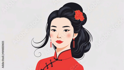 High-resolution vector illustration white background woman. Ai Generate