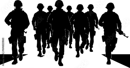 Vintage Military Officers Silhouette – Group of Soldiers Vector Design 