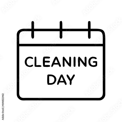 Calendar marking cleaning day in minimal line art style  